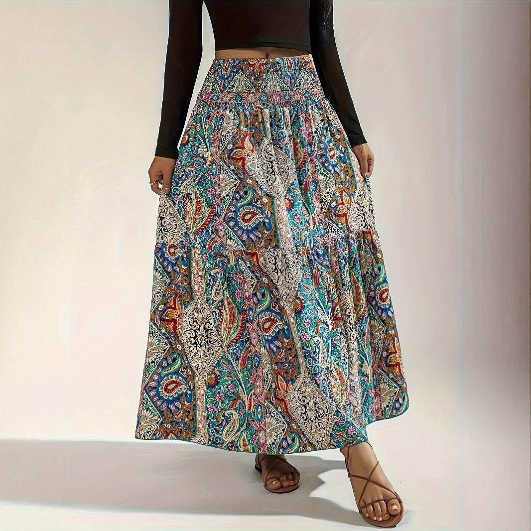 Women's Summer Paisley Printed Persian Skirt - Classy Collective