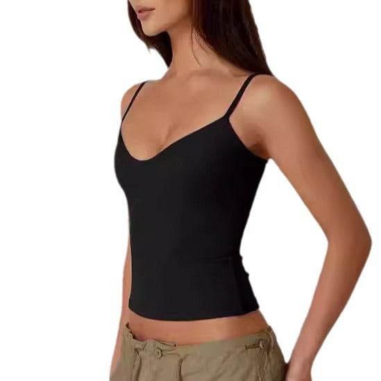 Camisole Cropped T-shirt Vest Women's Milk Silk Top - Classy Collective