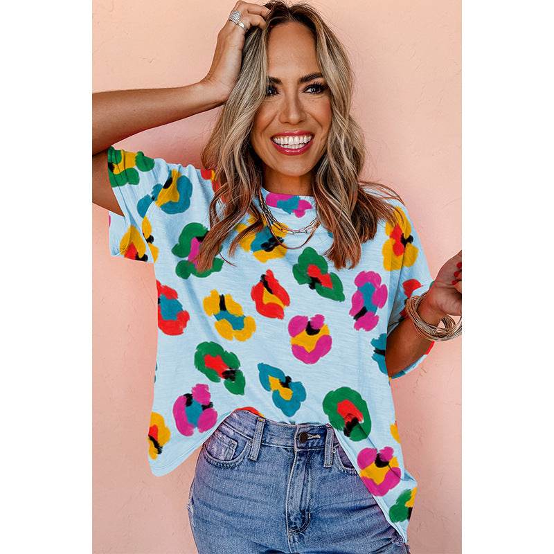 Fashion Colorblock Half Sleeve Pullover Top - Classy Collective