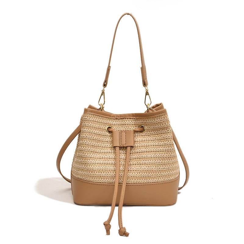 Woven Straw Women's Crossbody Portable Bucket Bag - Classy Collective