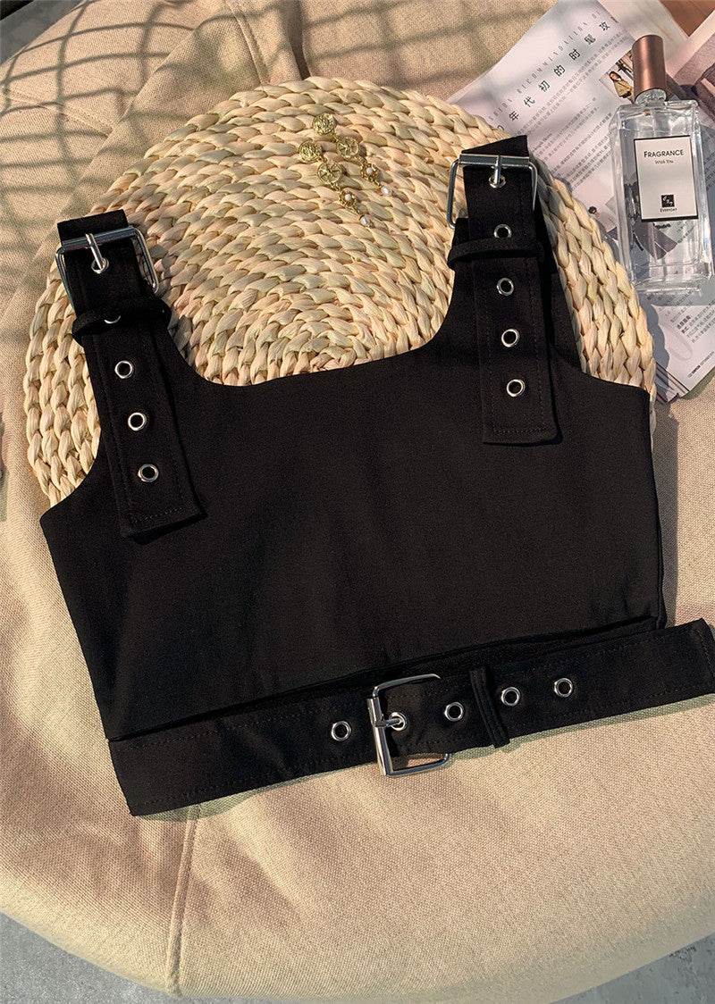 Girl's Black Cropped Overalls Jazz Outerwear Bra Top Vest - Classy Collective