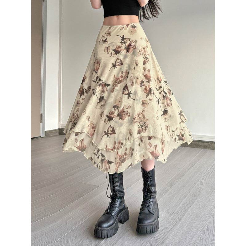 Sneaky Design Floral Flounce Irregular Long Dress - Classy Collective