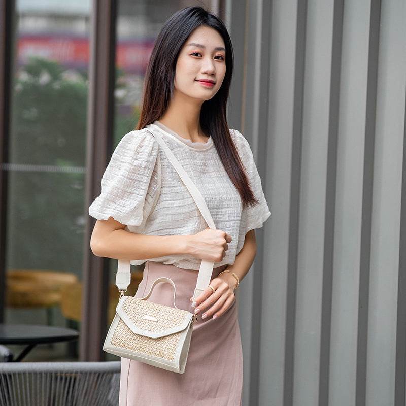 Simple Woven Sequin Decorative Crossbody Small Square Bag - Classy Collective