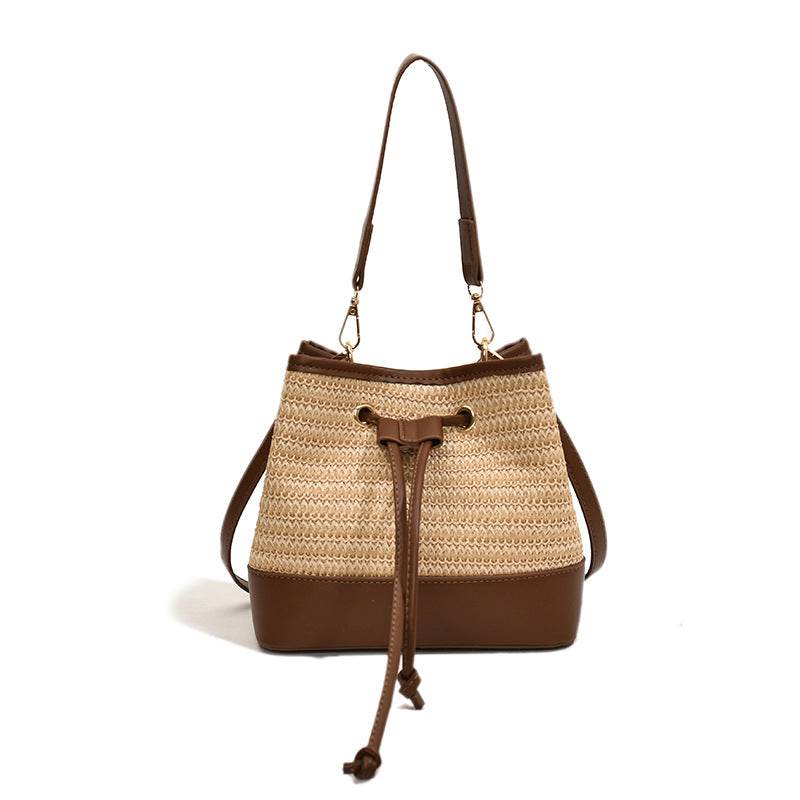 Woven Straw Women's Crossbody Portable Bucket Bag - Classy Collective
