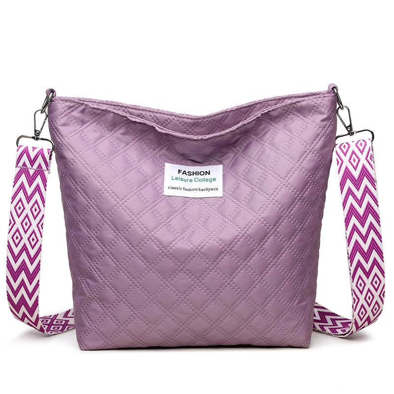 Fashion Quilted Shoulder Diamond Lattice Letter Label Large-capacity Crossbody Bag - Classy Collective