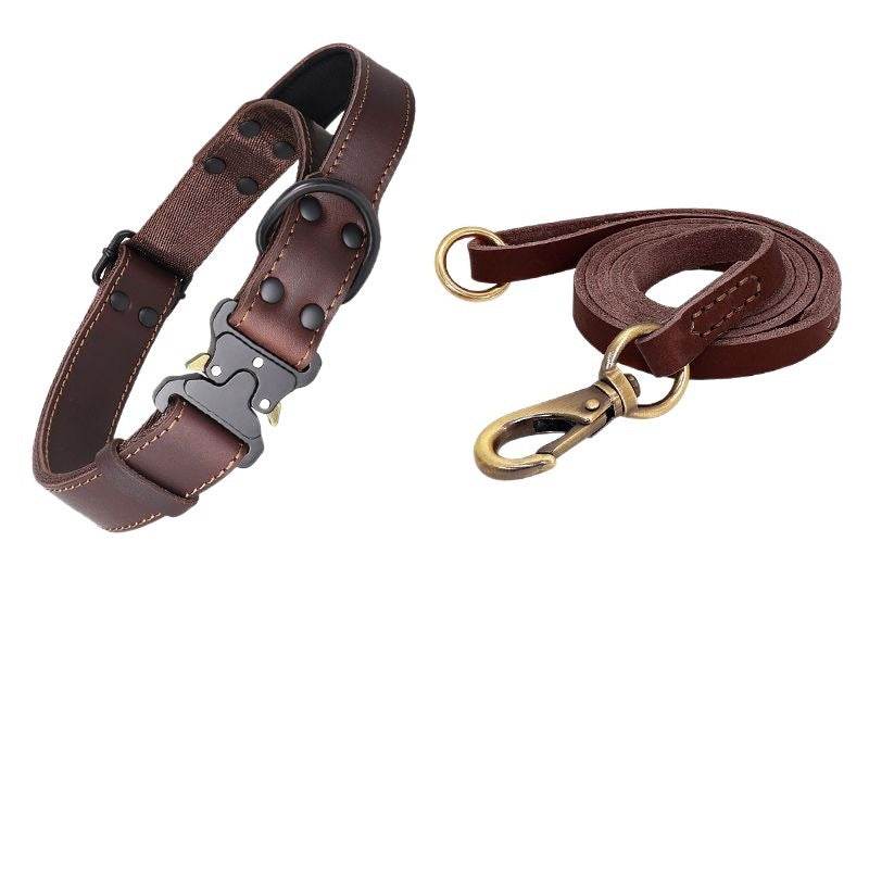 Leather Explosion-proof Large Dog Bandana Leather Pulling Rope - Classy Collective