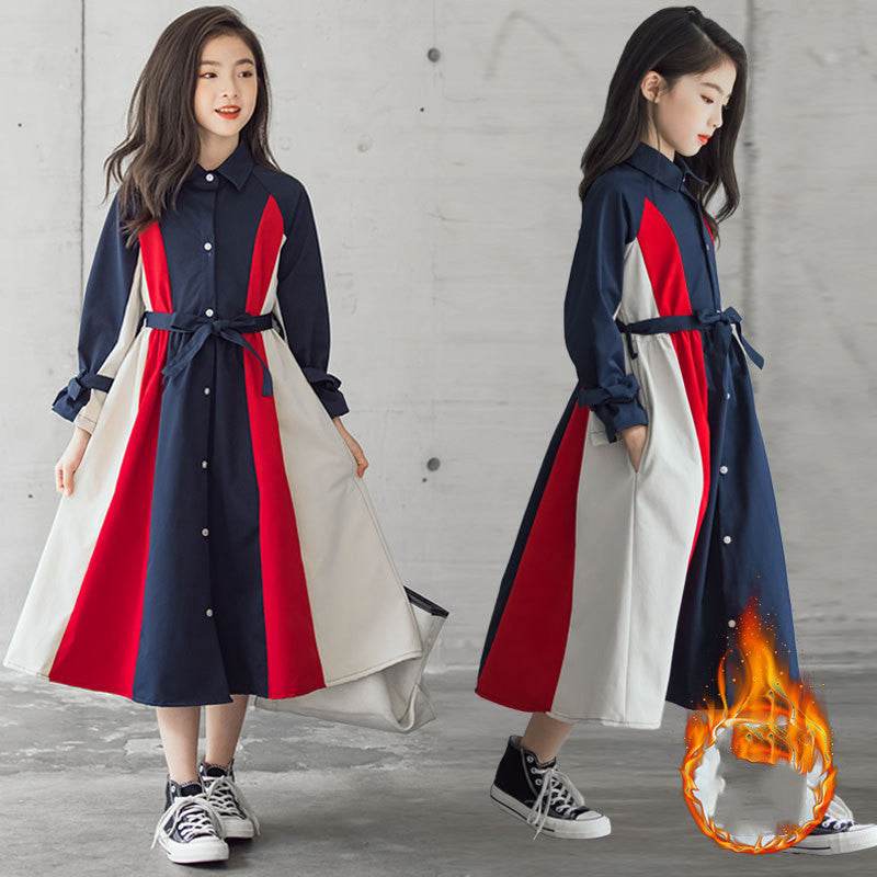 Korean Version Of The Big Kids Girls Multi-color Stitching Fashion A-line Skirt - Classy Collective