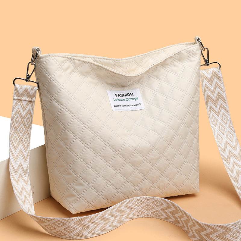 Fashion Quilted Shoulder Diamond Lattice Letter Label Large-capacity Crossbody Bag - Classy Collective