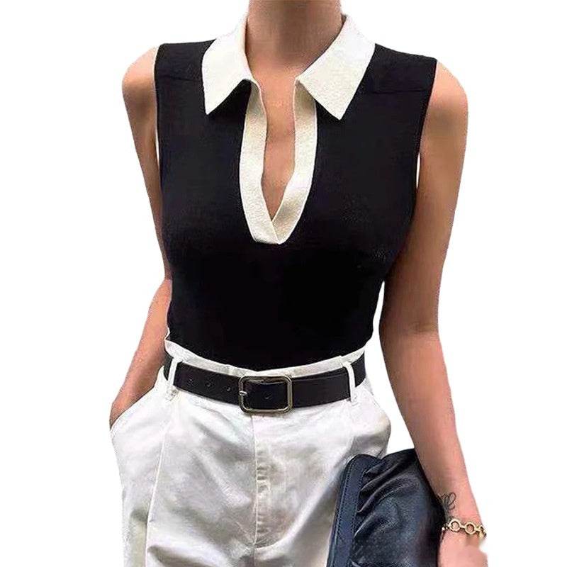 Solid Color Round Neck Pullover Women's Knitted Vest - Classy Collective