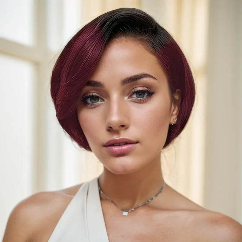 Front Transparent Lace, Styling Hair Scissors, Female Short Straight Hair Non-toxic Wig Human Hair, Wavy Wig Human Hair, No Glue. - Classy Collective