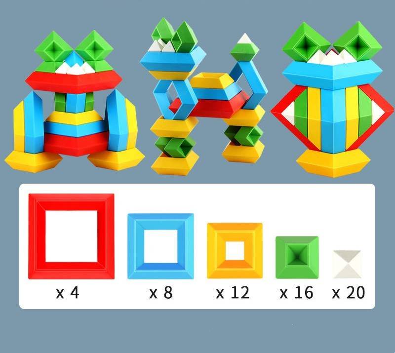 Kids Rainbow Color Cognitive Set Shapes Building Blocks - Classy Collective