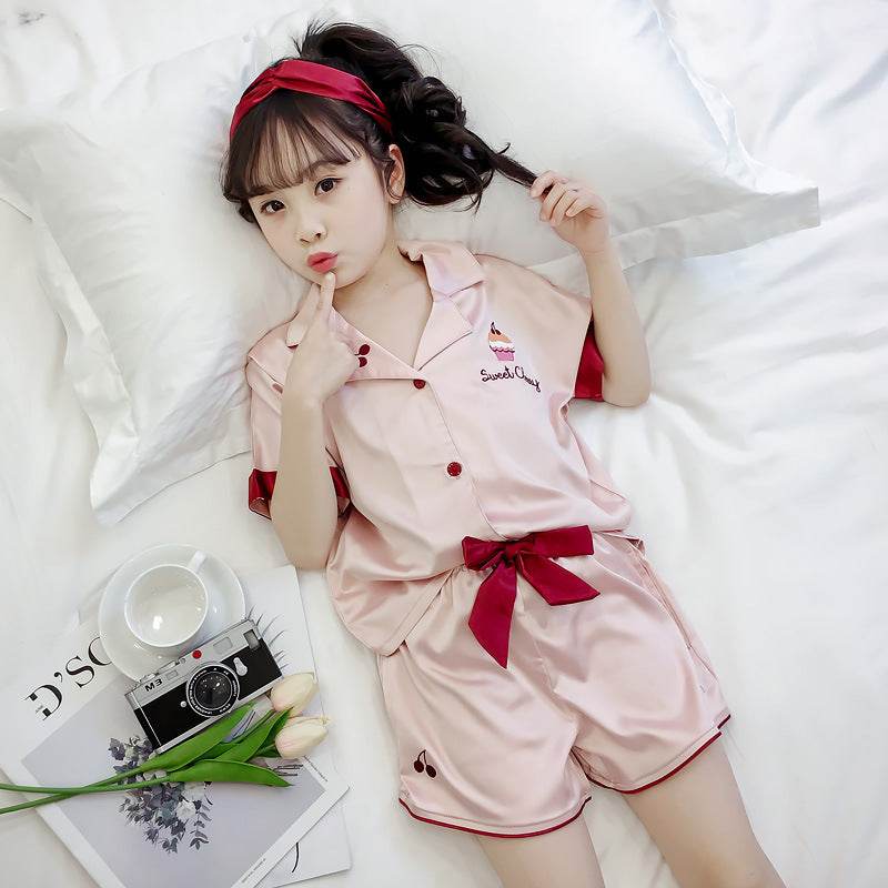 Girls Summer Cartoon Pajamas Short-sleeved Shorts Two-piece Suit - Classy Collective