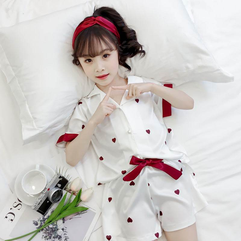Girls Summer Cartoon Pajamas Short-sleeved Shorts Two-piece Suit - Classy Collective