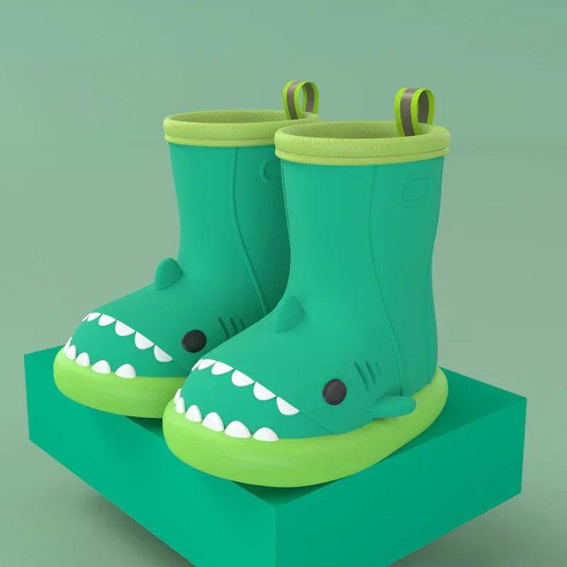 Children Boys Girls Cute Cartoon Waterproof Shoes Safety Rubber Shark Slippers Kids Rain Boots - Classy Collective