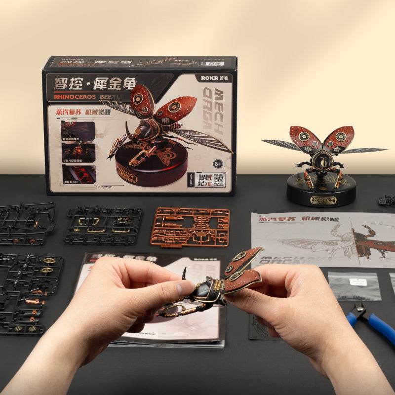 Robotime Rokr Metal 3D Puzzles Games Rhinoceros Beetle Punk Style Gift - Classy Collective