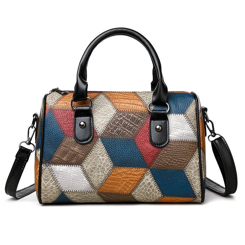 Fashion Color Contrast Plaid Geometric Pattern Commuter Shoulder Crossbody - Classy Collective