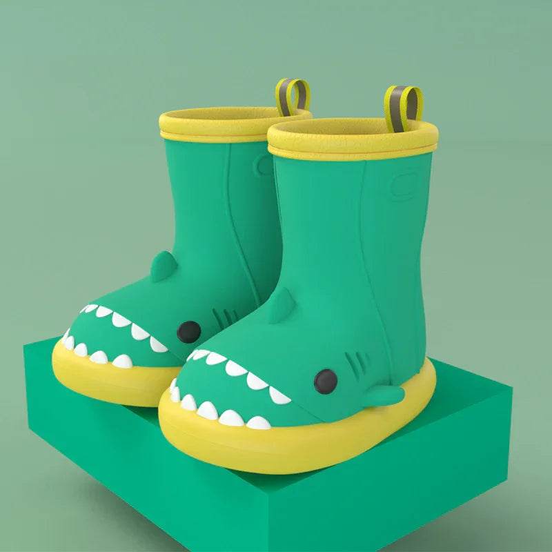 Children Boys Girls Cute Cartoon Waterproof Shoes Safety Rubber Shark Slippers Kids Rain Boots - Classy Collective