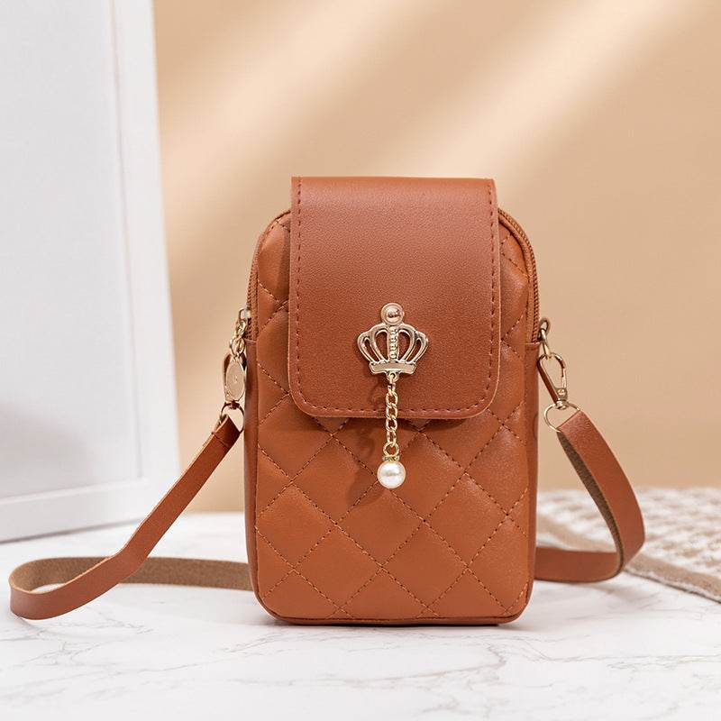 Simple All-match Messenger Bag Pearl Vertical Model In Square Shape - Classy Collective