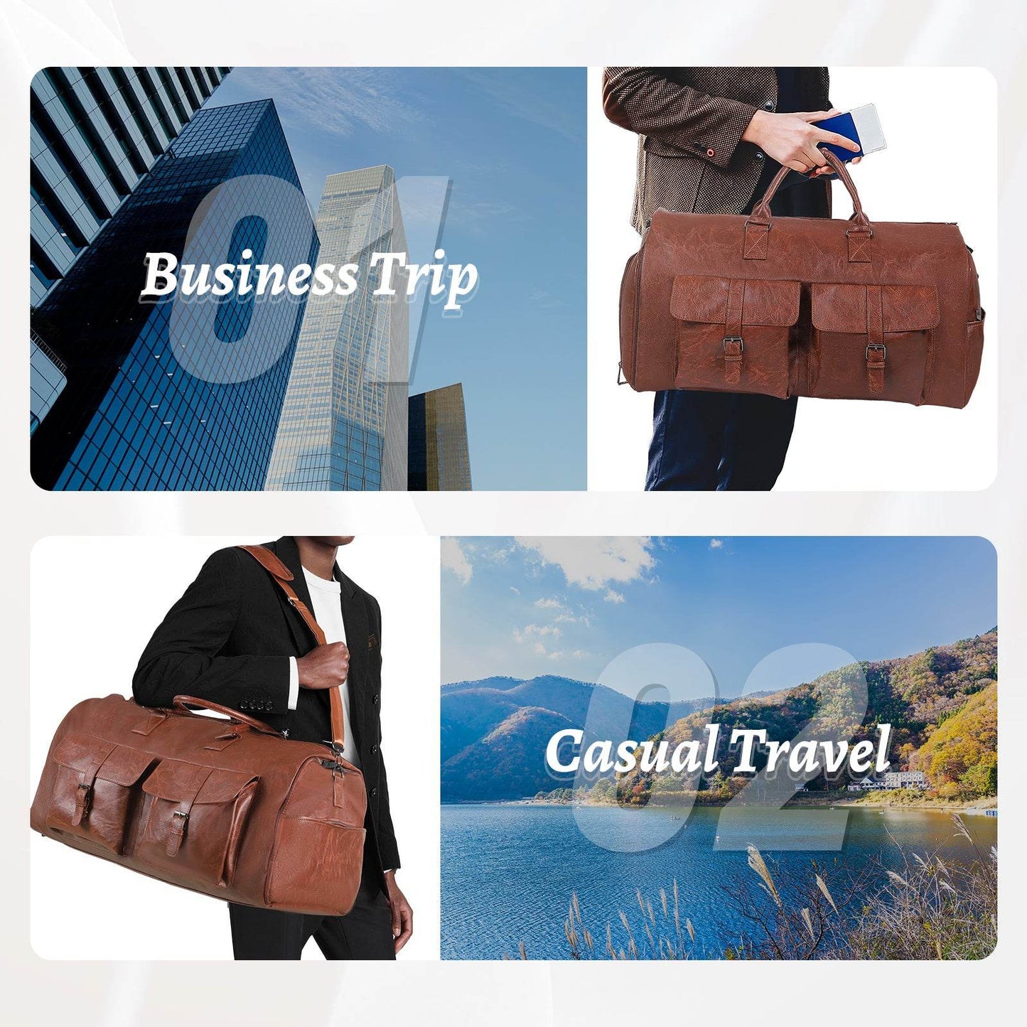 Large Capacity Men's Leather Suit Storage Bag - Classy Collective