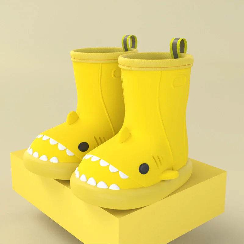 Children Boys Girls Cute Cartoon Waterproof Shoes Safety Rubber Shark Slippers Kids Rain Boots - Classy Collective