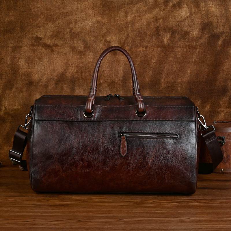 Top Layer Leather Bag Handmade Retro Large Capacity - Classy Collective