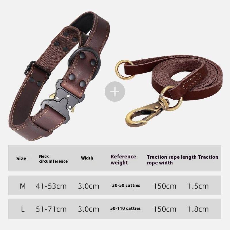 Leather Explosion-proof Large Dog Bandana Leather Pulling Rope - Classy Collective