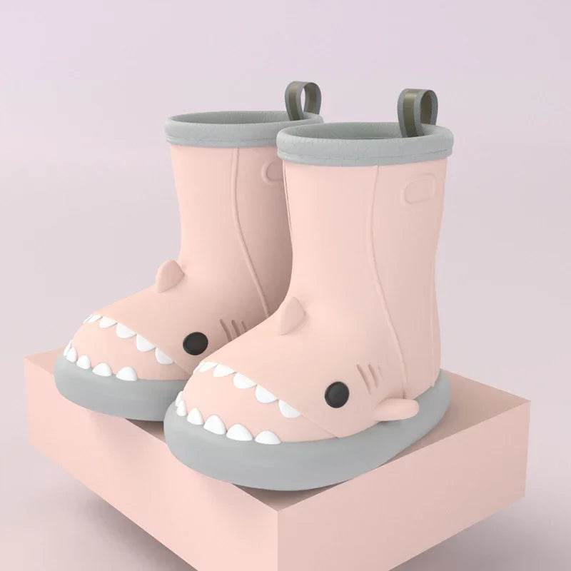 Children Boys Girls Cute Cartoon Waterproof Shoes Safety Rubber Shark Slippers Kids Rain Boots - Classy Collective