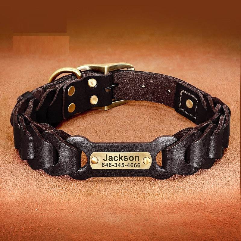 Dog Braided Leather Medium Large Dog Collar - Classy Collective