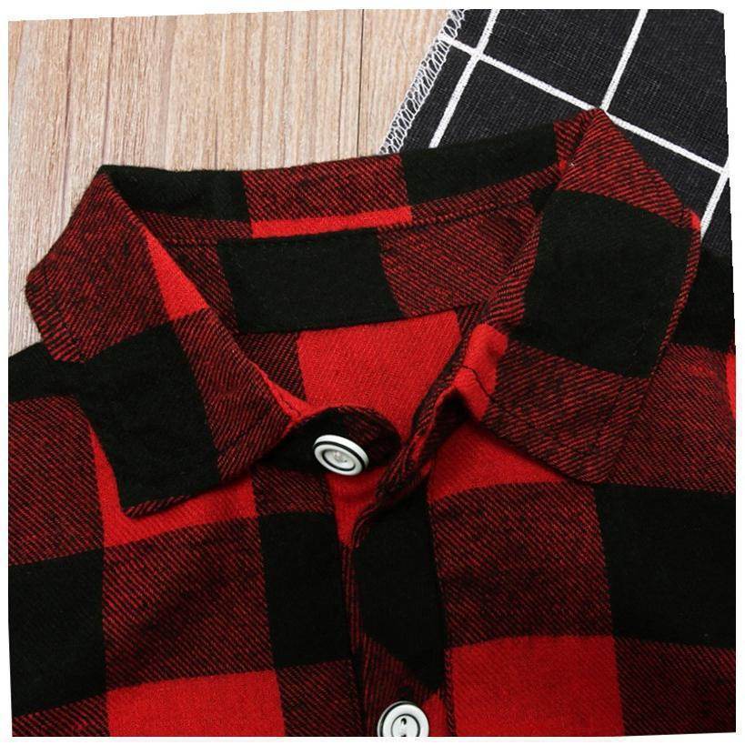 Fashion Girls Long Red Plaid Dress With Belt - Classy Collective