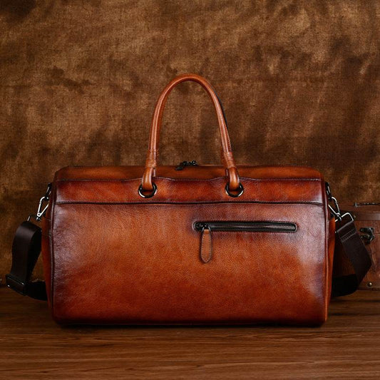 Top Layer Leather Bag Handmade Retro Large Capacity - Classy Collective