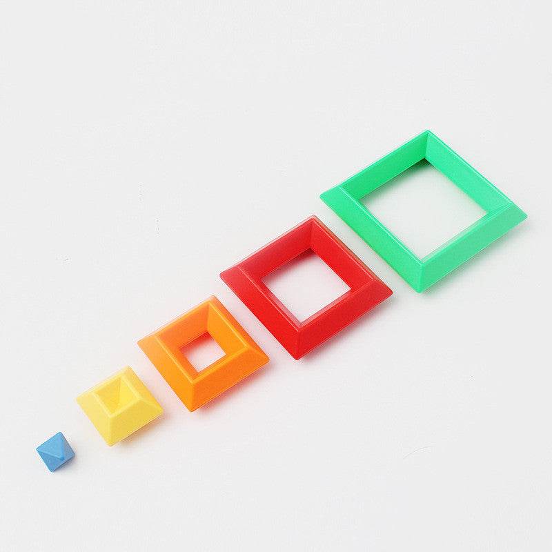 Kids Rainbow Color Cognitive Set Shapes Building Blocks - Classy Collective