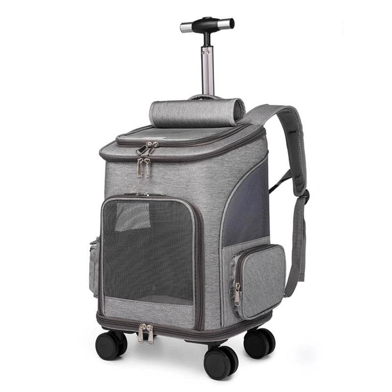 Portable Folding Trolley Pet Backpack With Universal Wheel - Classy Collective