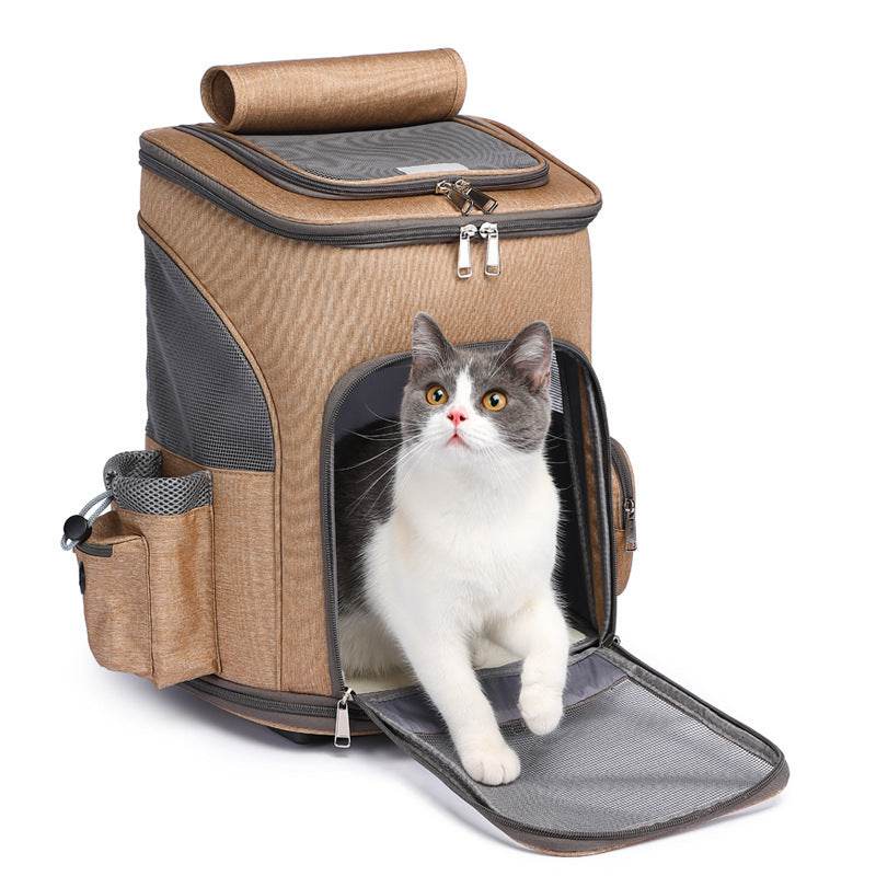 Portable Folding Trolley Pet Backpack With Universal Wheel - Classy Collective