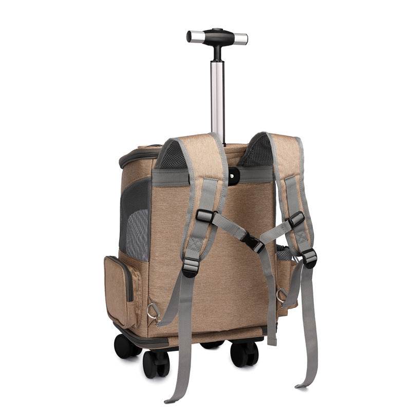 Portable Folding Trolley Pet Backpack With Universal Wheel - Classy Collective
