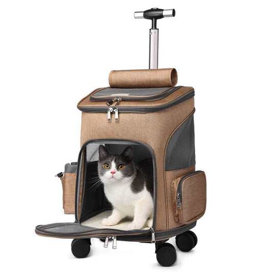 Portable Folding Trolley Pet Backpack With Universal Wheel - Classy Collective