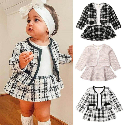 Long-sleeved Dresses Two-piece Children's Baby Small Incense Wind Suit - Classy Collective