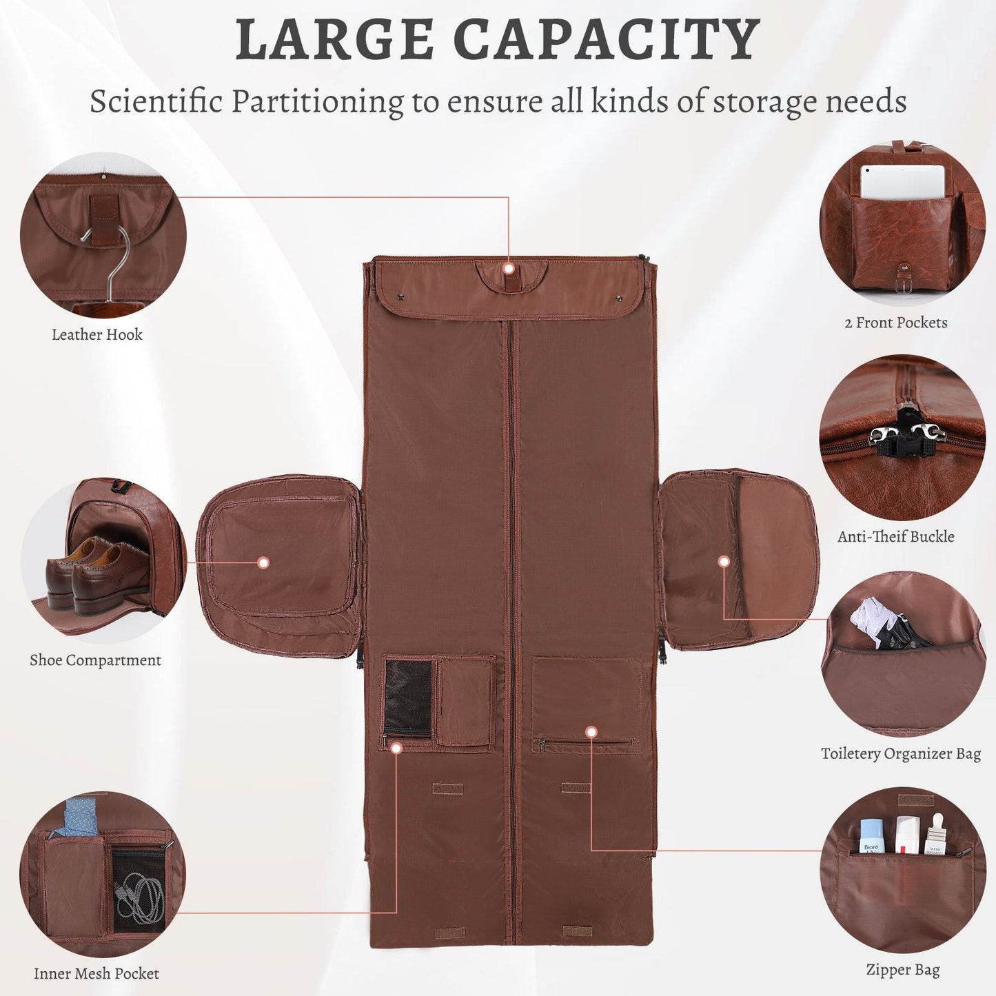 Large Capacity Men's Leather Suit Storage Bag - Classy Collective