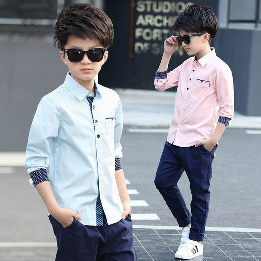 Student Spring And Autumn Trendy Fan Lapel Polka Dot Shirt - Classy Collective