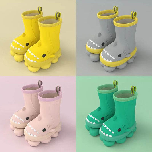 Children Boys Girls Cute Cartoon Waterproof Shoes Safety Rubber Shark Slippers Kids Rain Boots - Classy Collective