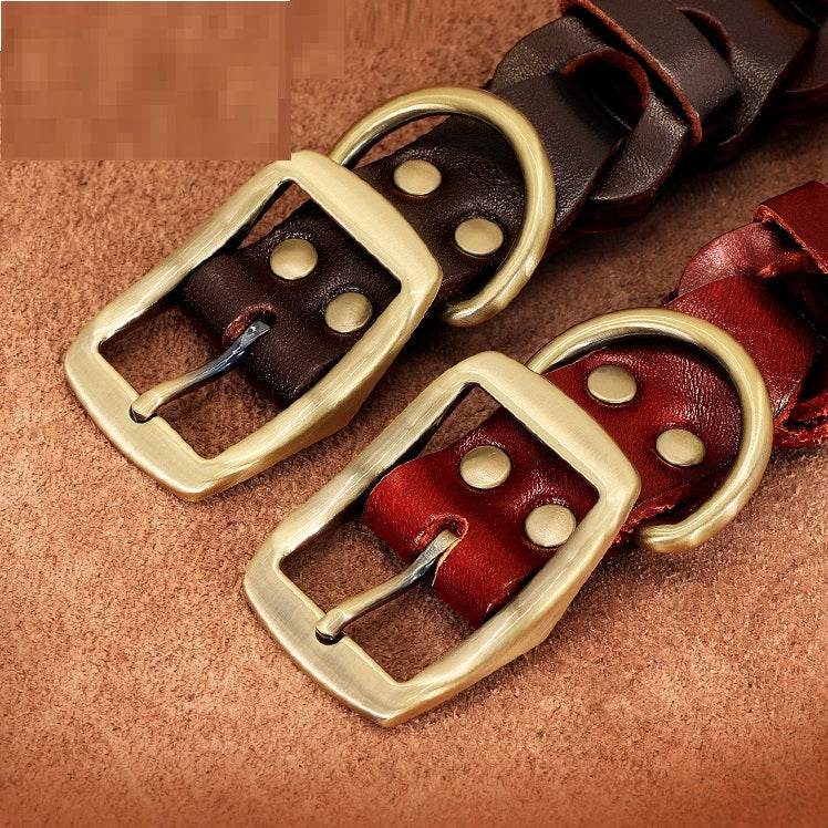 Dog Braided Leather Medium Large Dog Collar - Classy Collective