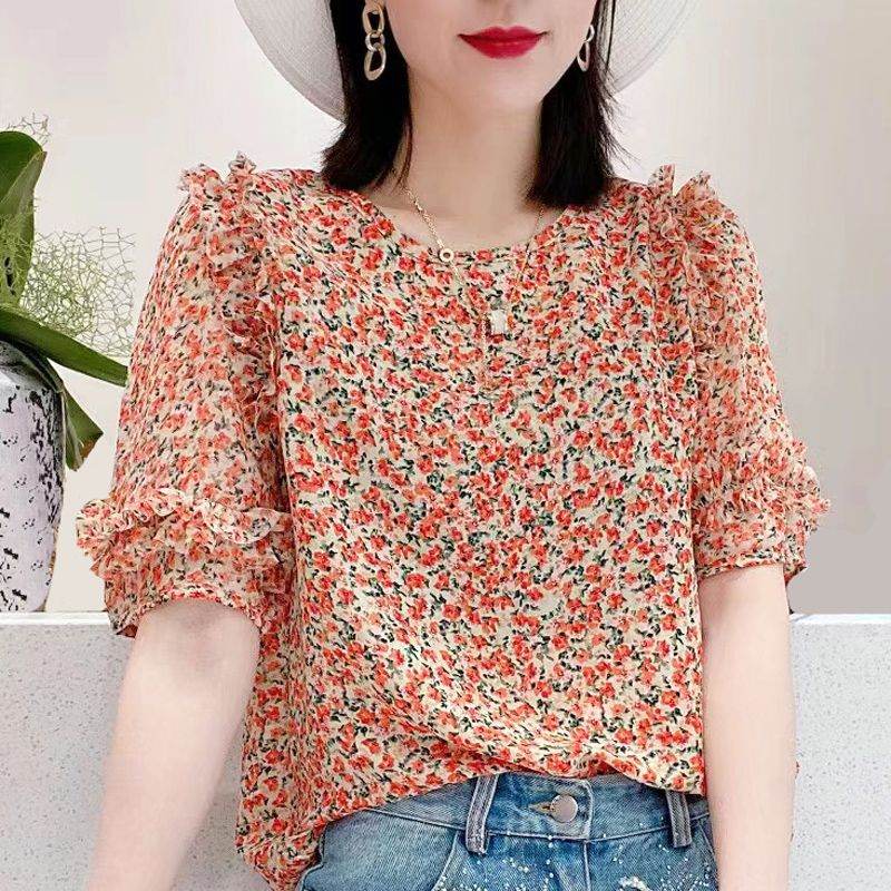 Summer New Pleated Loose Floral Blouse Top - Classy Collective