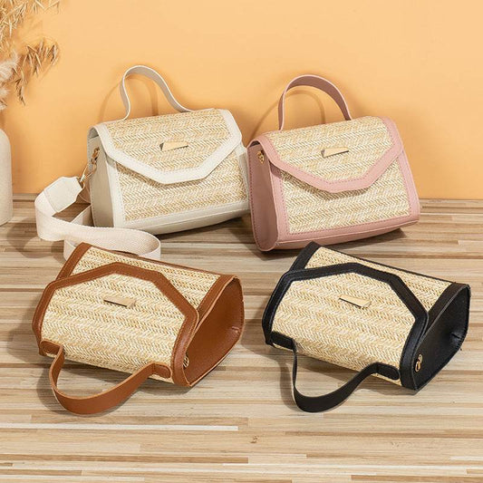 Simple Woven Sequin Decorative Crossbody Small Square Bag - Classy Collective