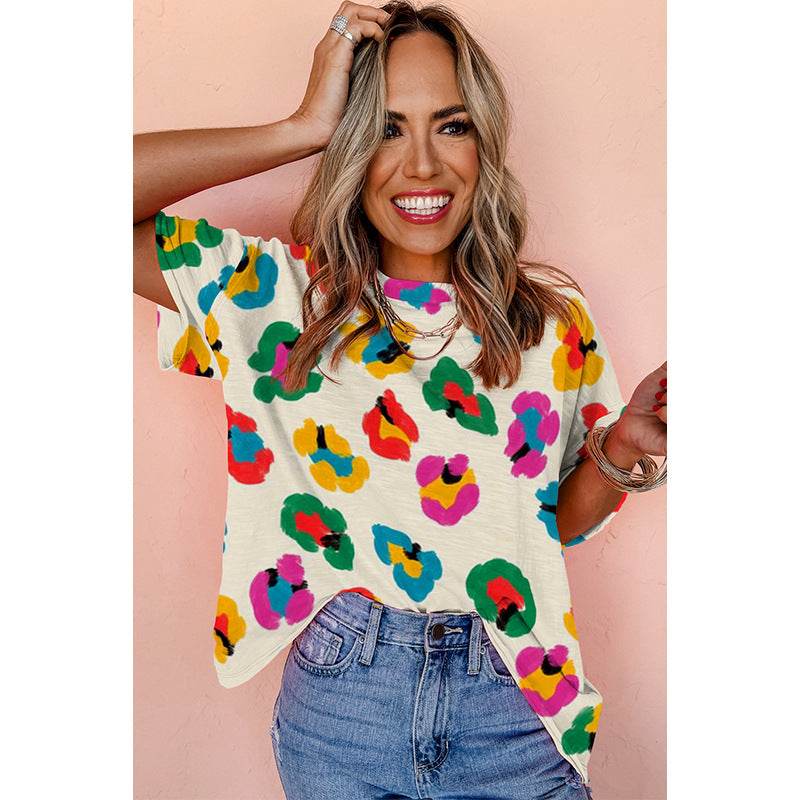 Fashion Colorblock Half Sleeve Pullover Top - Classy Collective