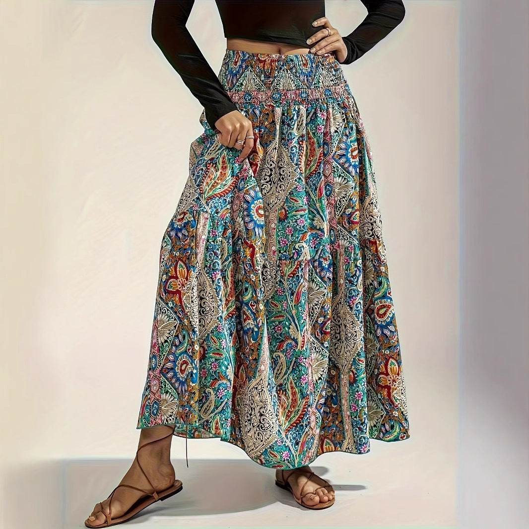 Women's Summer Paisley Printed Persian Skirt - Classy Collective
