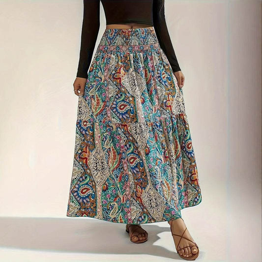 Women's Summer Paisley Printed Persian Skirt - Classy Collective