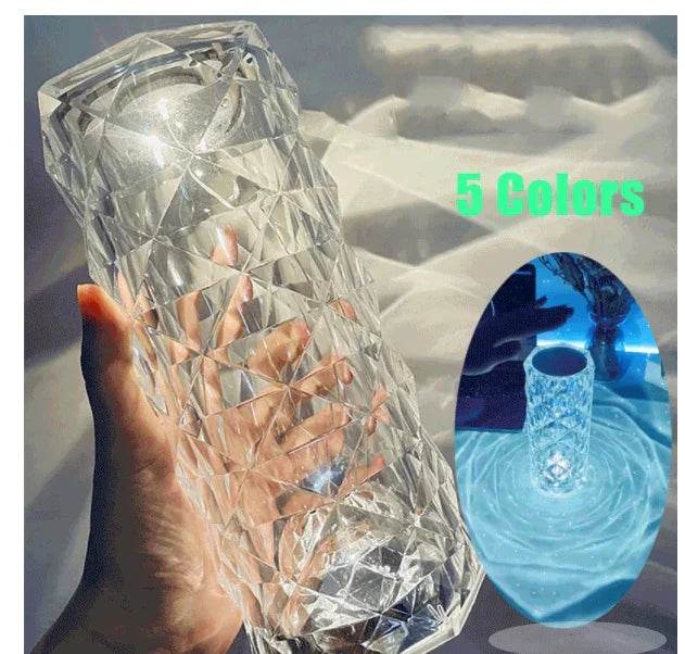 Nordic Crystal Lamp USB Table Lamps Bedroom Touch Dimming Atmosphere Diamond Night Light Rose Projector Lamp Decor - Classy Collective