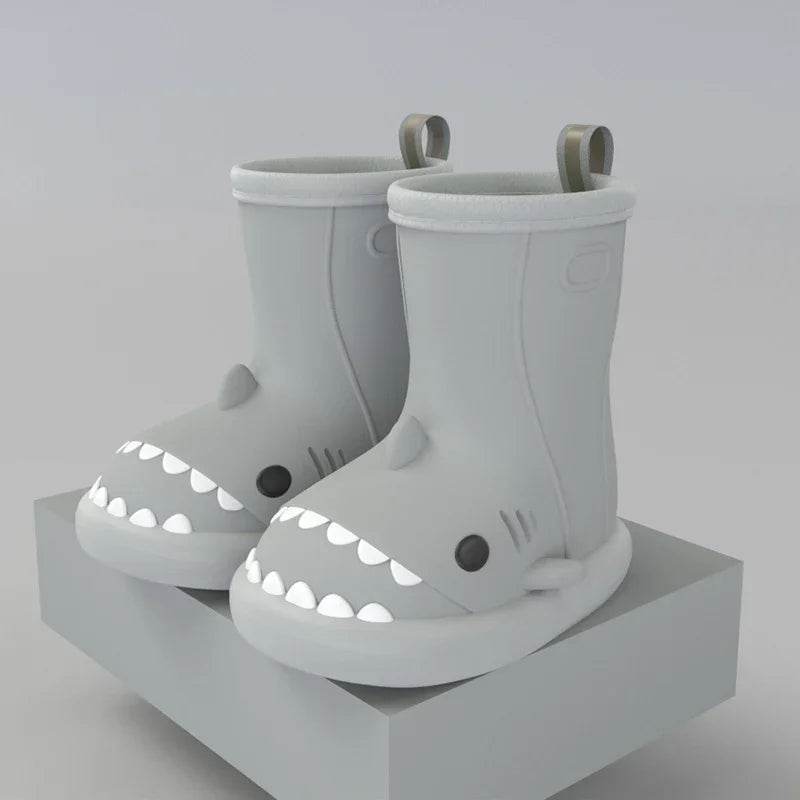 Children Boys Girls Cute Cartoon Waterproof Shoes Safety Rubber Shark Slippers Kids Rain Boots - Classy Collective