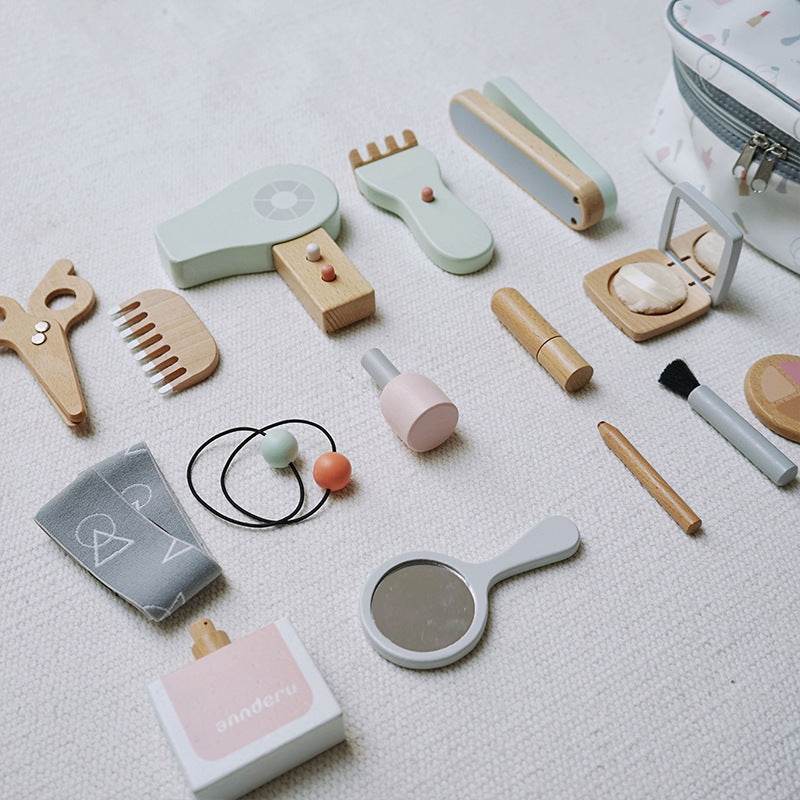 Girls Make Up And Cut Hair Simulation Comb Hair Dryer Wooden Model Toy - Classy Collective