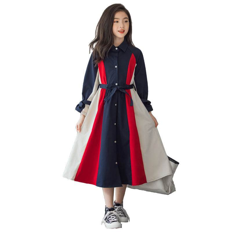 Korean Version Of The Big Kids Girls Multi-color Stitching Fashion A-line Skirt - Classy Collective