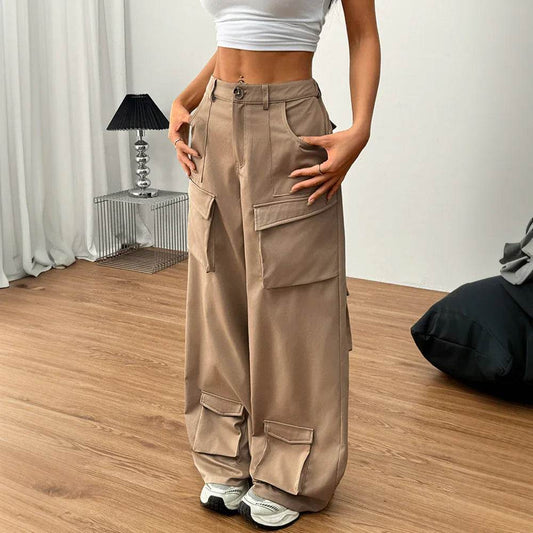 Women's Loose Casual Wide-leg Trousers Pocket Overalls - Classy Collective